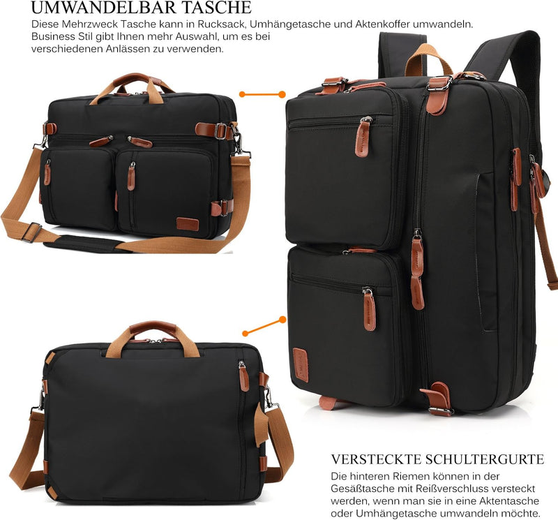 CoolBELL umwandelbar Rucksack Messenger Bag Umhängetasche Laptop Tasche Handtasche Business Aktentas