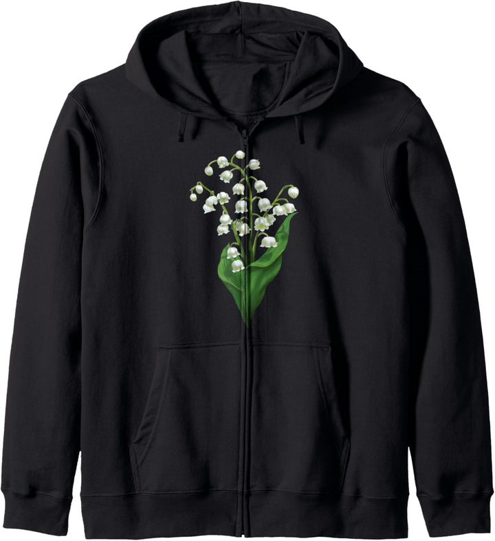 Weisse Maiglöckchen, Frühlingsblume, Aquarell-Geschenk Kapuzenjacke
