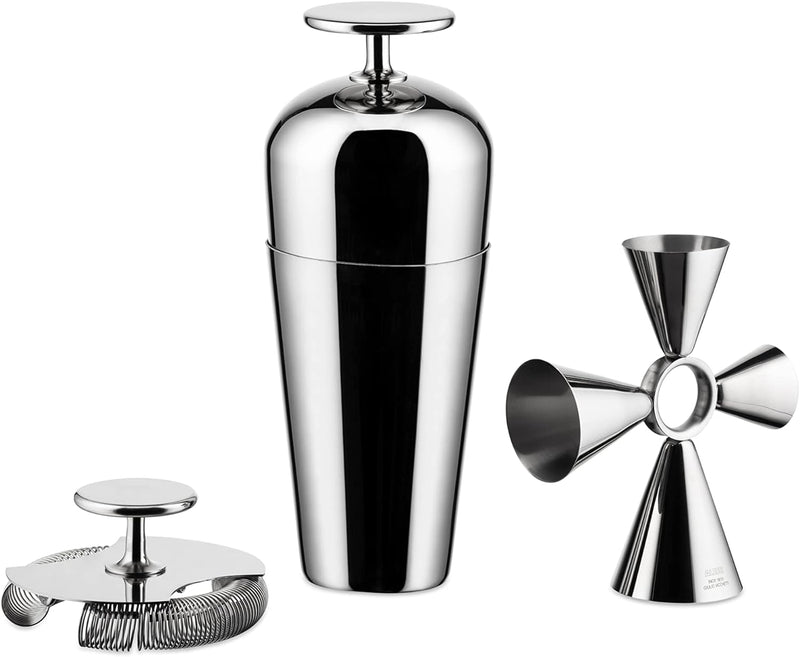 Alessi The Tending Box GIA26SET – Cocktail-Set mit Parisienne Shaker, Double Bar Sieb, Quadri Combo