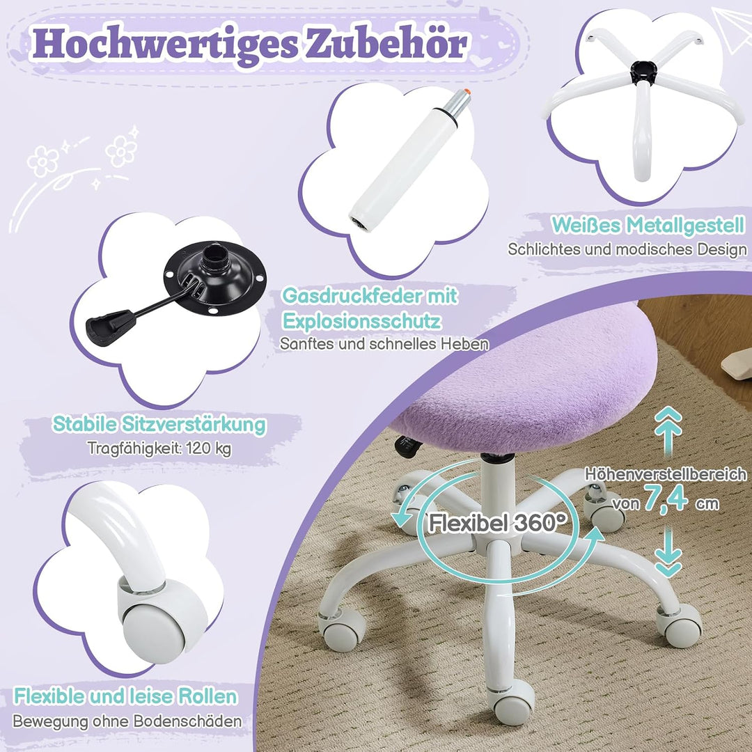 Bonnlo Homeoffice Stuhl, Schreibtischstuhl, Schminktisch Stuhl, Bürostuhl ohne Armlehnen, Drehstuhl