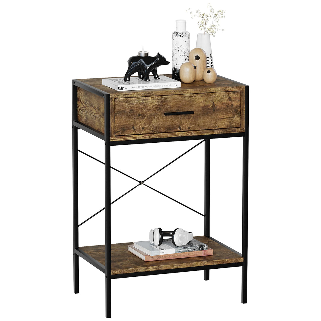Vida Designs Brooklyn Beistelltische, Holz, Dark Wood, 1 Drawer Dark Wood 1 Drawer, Dark Wood 1 Draw