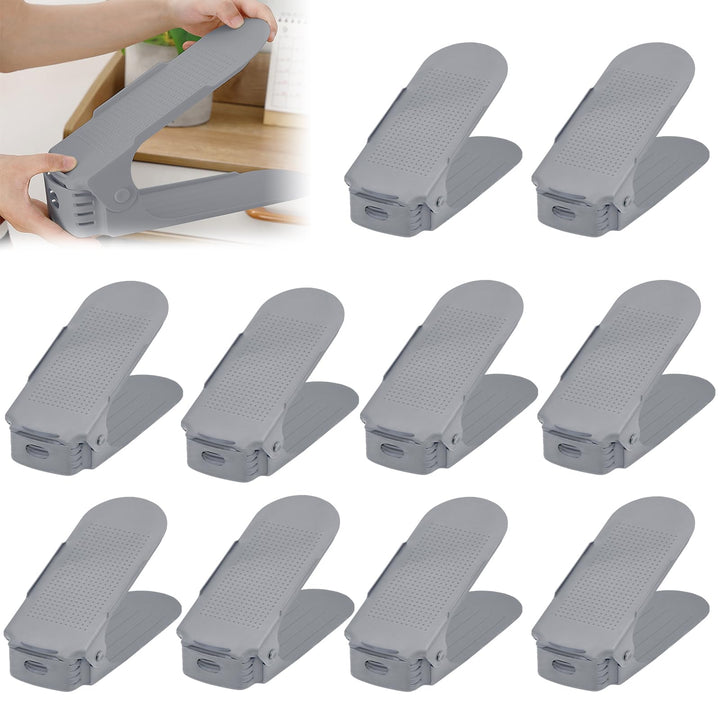 UISEBRT Einstellbare Schuhregale Schuhstapler 30 Stück Grau, Schuhhalter platzsparend 3-Stufen-Verst