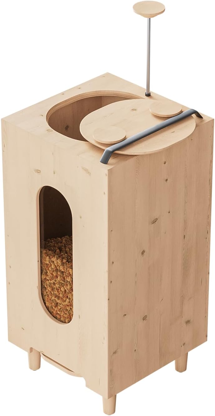 QLS Trockenfutterspender 20L für Katzen Hunde Futterspender Futterautomat mit Schale Tiere 60 x 30 x