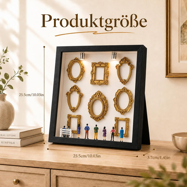 DIY Mini Museum Silhouette Box Set mit LED Licht – 8 Goldene Rahmen & 8 Figuren, Museum of Us, Mini