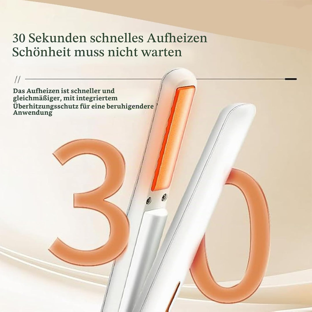 Mini Kabellos Glätteisen, Akku-Haarglätter mit USB-Aufladung, 2-stufige Temperatureinstellung, tragb
