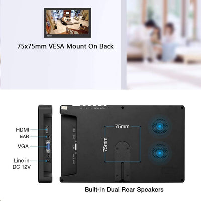 ELECROW Portable Monitor, 10,1 Zoll Mini Monitor 1920X1080p HD VGA Monitor IPS Screen Raspberry Pi D