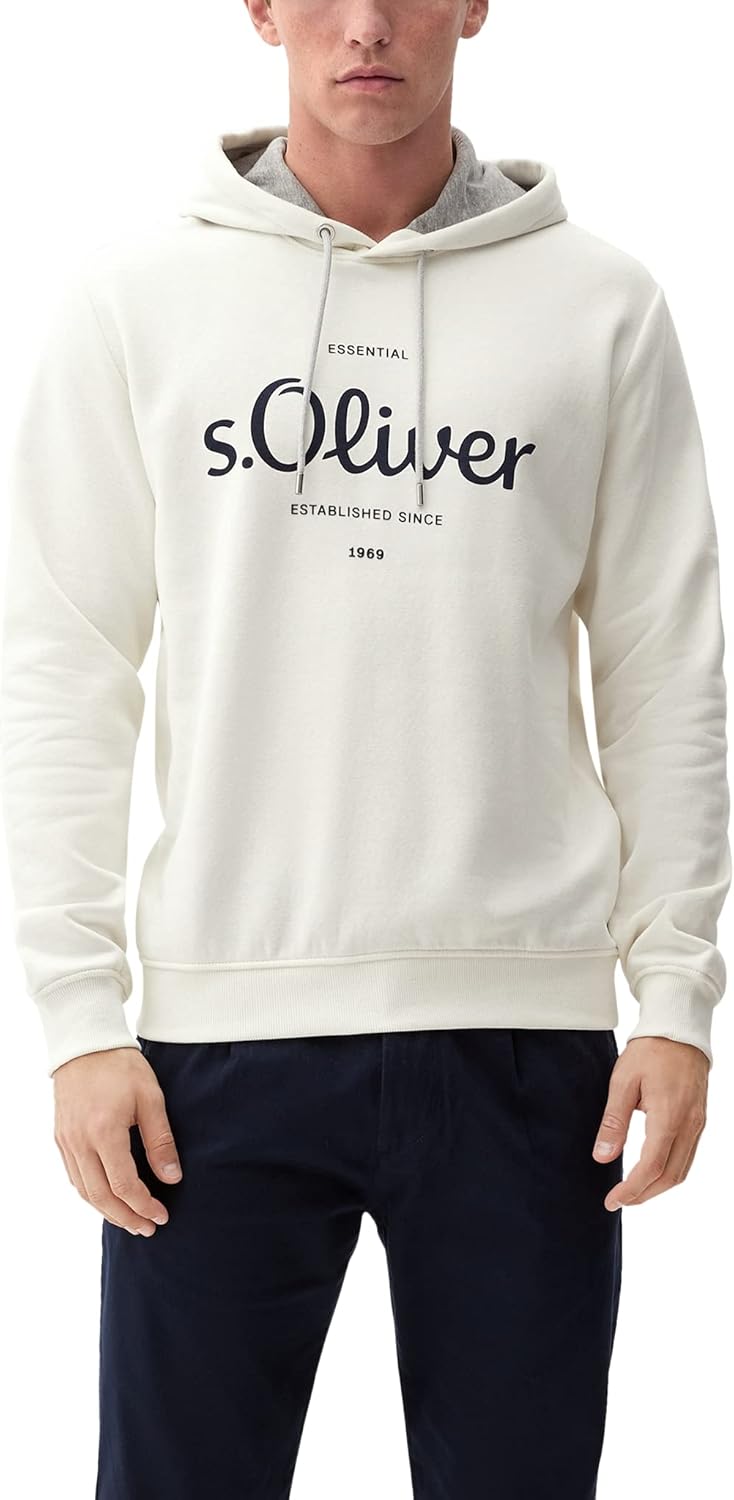 s.Oliver Herren Sweatshirt Langarm S Weiss, S Weiss