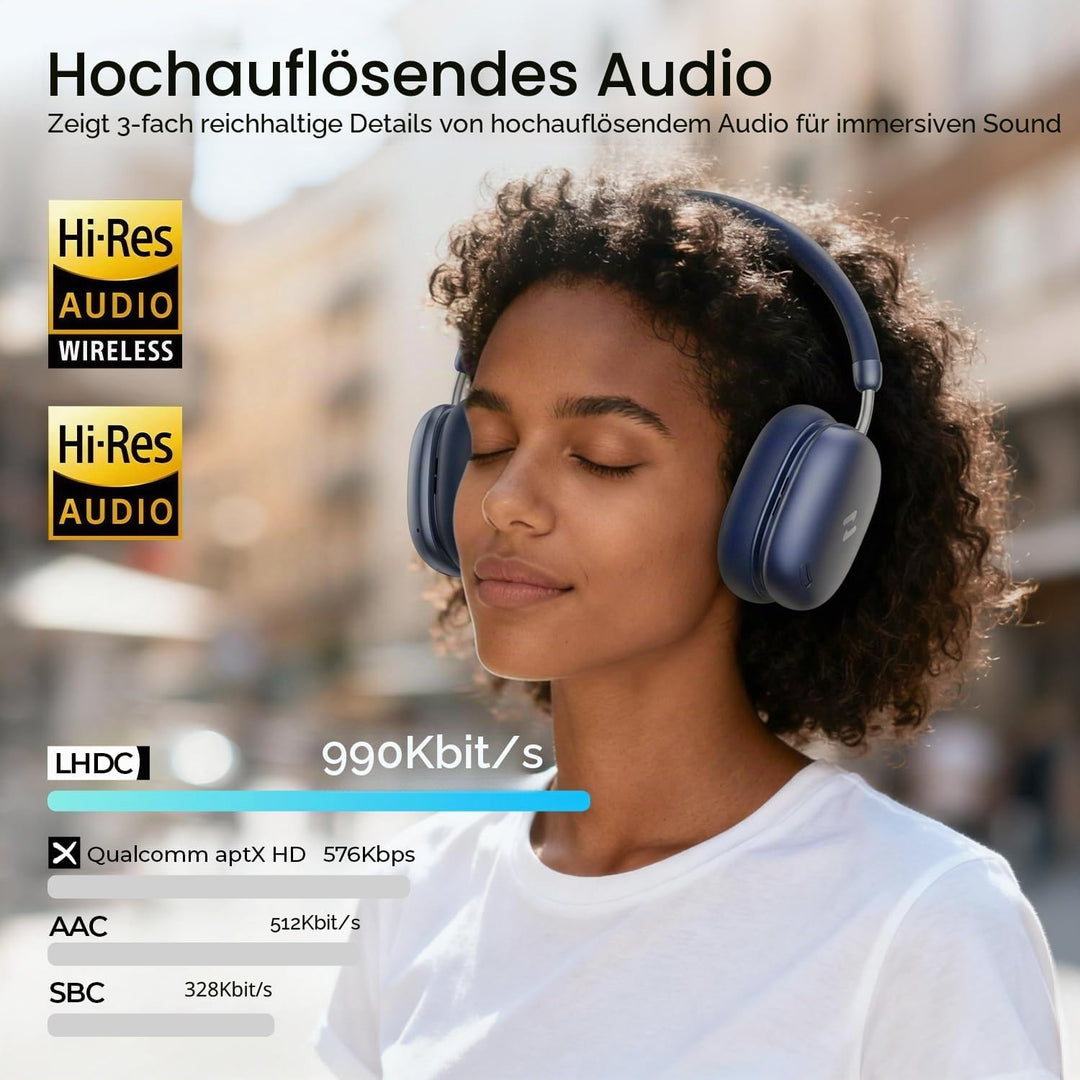 havit Space S1 Adaptive Active Noise Cancelling Headphones, LHDC Bluetooth 6.0 Hi-Res Wireless Over