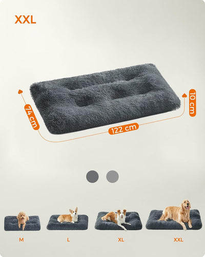 Feandrea Hundebett, Hundekissen, Flauschige Hundematte, Langer Plüsch, 122 x 74 cm, weiche Polsterun