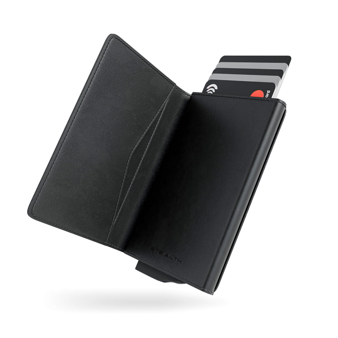 Stealth Wallet – Minimalistische Schlanke Leichte Pop-Up Kartenhalter – Kontaktlos Geschützte Sicher