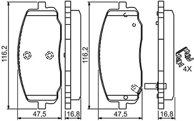 Bosch BP974 Bremsbeläge - Vorderachse - ECE-R90 Zertifizierung - vier Bremsbeläge pro Set