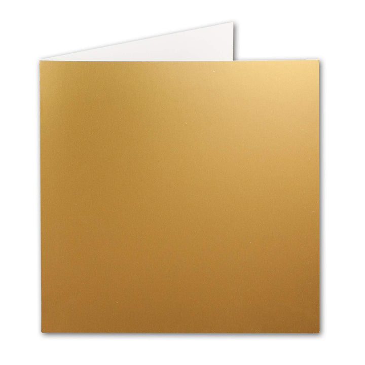 Quadratische Falt-Karten 15 x 15 cm - Gold Metallic - 100 Stück - formstabil - für Drucker geeignet