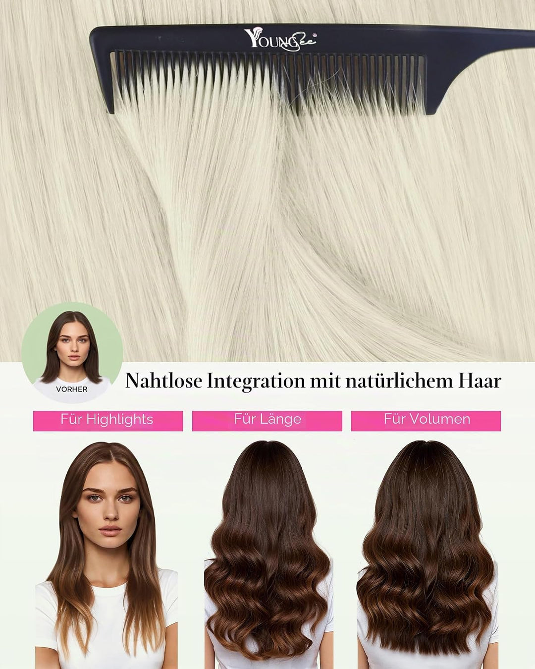YoungSee 50g Echthaar Extensions Tape Platinblond 35cm Tape Extensions Echthaar Blond Invisible Tape