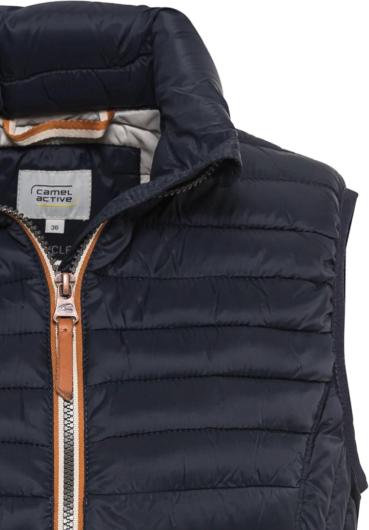 camel active Damen kurze leichte Steppweste mit elastischen Bündchen 70 Dunkelblau, 70 Dunkelblau
