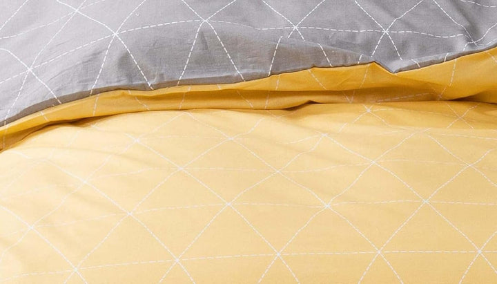 Visaggio Renforce Bettwäsche 240x220 cm Baumwolle Raute Grau Gelb Wendebettwäsche Garnitur Bezug Set