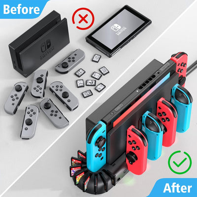 KDD Switch Controller Ladestation Kompatibel mit Nintendo Switch OLED Joy-Con, Switch Ladestation mi