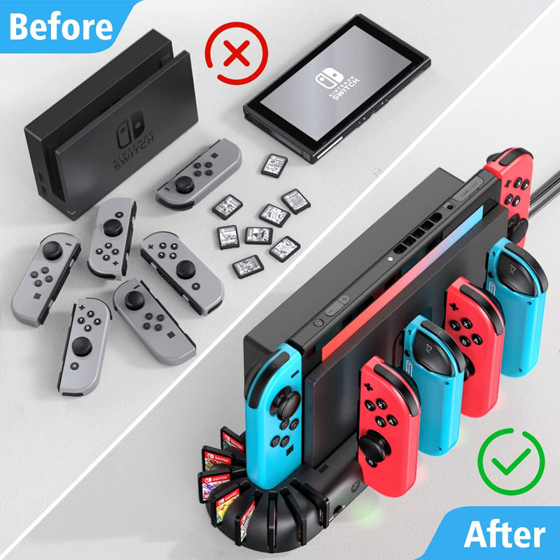 KDD Switch Controller Ladestation Kompatibel mit Nintendo Switch OLED Joy-Con, Switch Ladestation mi