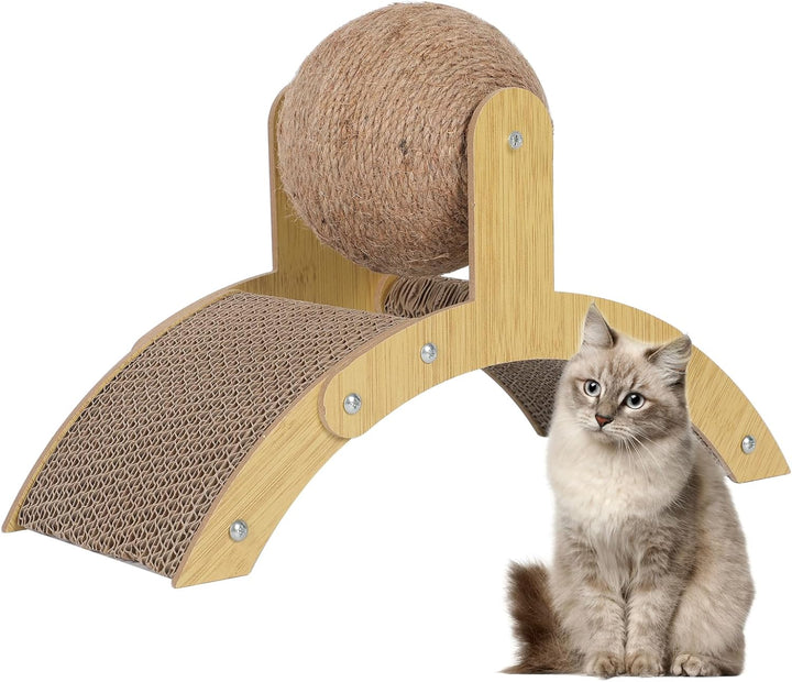 Kratzbrett für Katzen, Katzenspielzeug, 2-in-1 Katzenbett &amp; Kratzspielzeug mit Kratzball, ideal zum