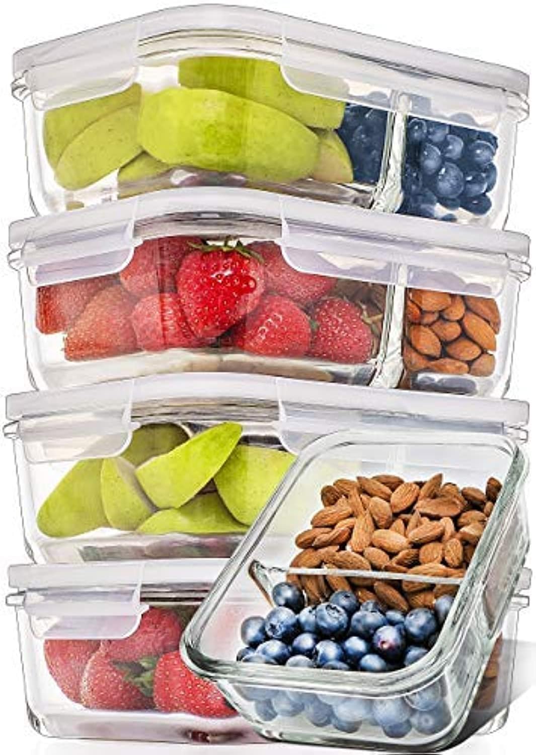 [5er Pack] Frischhaltedosen Glas mit Deckel - Meal Prep Boxen Glas - Glasbehälter Set - Spülmaschine
