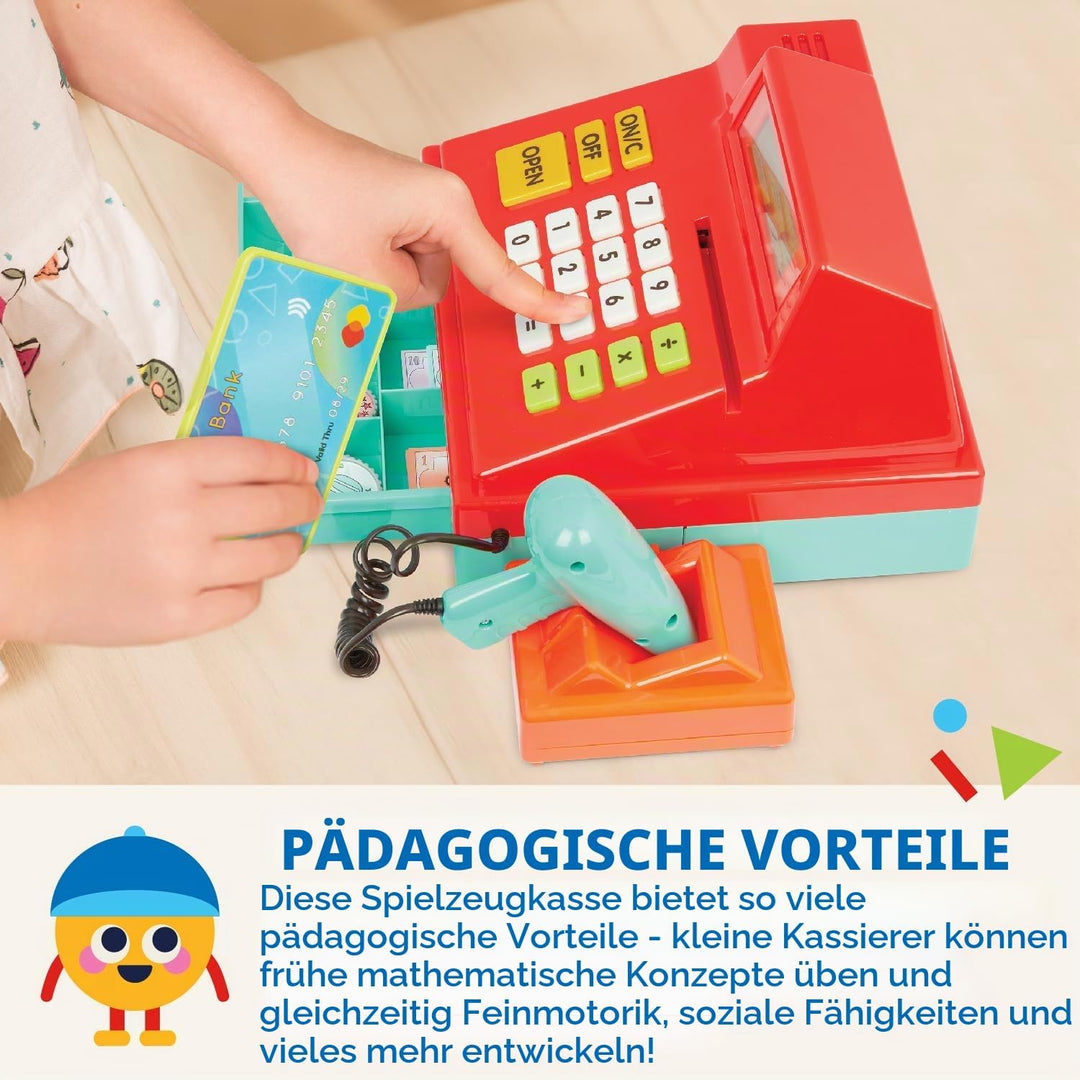 Battat Spielkasse Kinder mit Scanner und Sound, Kasse Spielzeug, Spielzeugkasse, elektronische Super