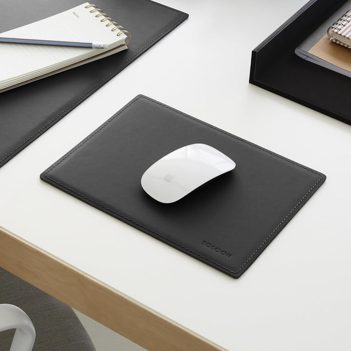 eglooh - Mercurio - Mauspad aus Leder Schwarz cm 25x20 - Mousepad für Schreibtisch und Büro, handwer