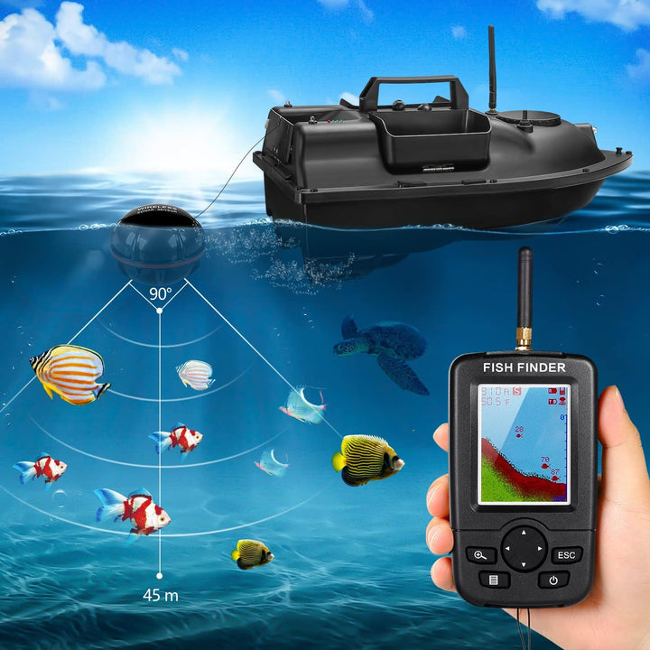 Bilbear GPS Köderboot Futterboot mit Echolot und GPS Köderlieferboot Karpfenfischen Angelköderboot,F