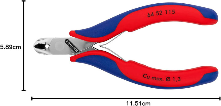 Knipex Elektronik-Vornschneider mit Mehrkomponenten-Hüllen 115 mm 64 52 115 kurzer Kopf, ohne Facett