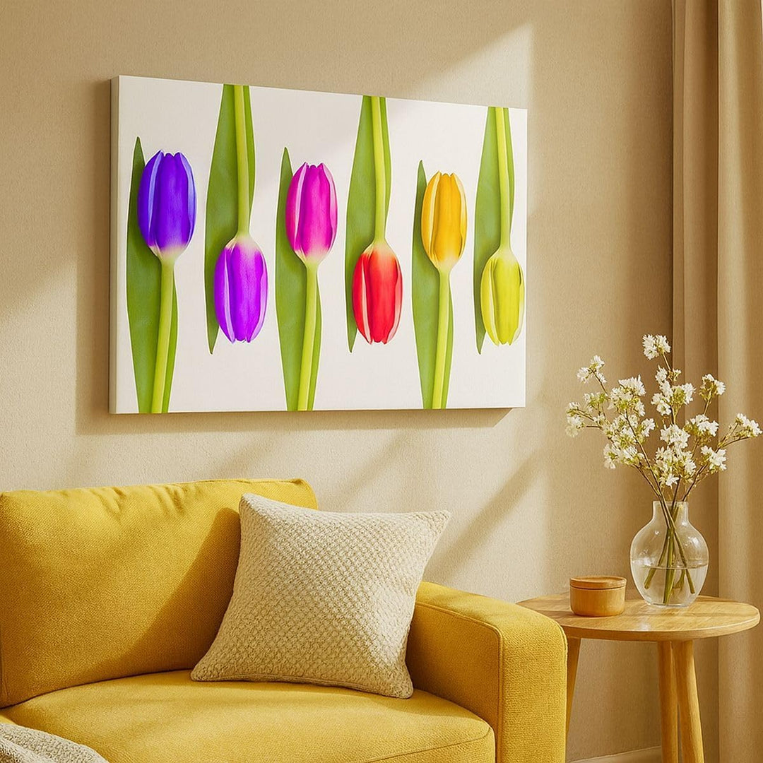 Bilder auf Leinwand 100x70cm Leinwandbild Tulpe Blume Garten Komposition Gross Wanddeko Bild Schlafz