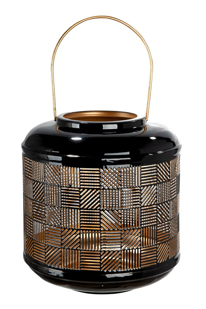 Casablanca Windlicht Laterne - mit Griff - Höhe 23,5 cm Höhe 23,5 cm Goldfarben, Schwarz, Höhe 23,5