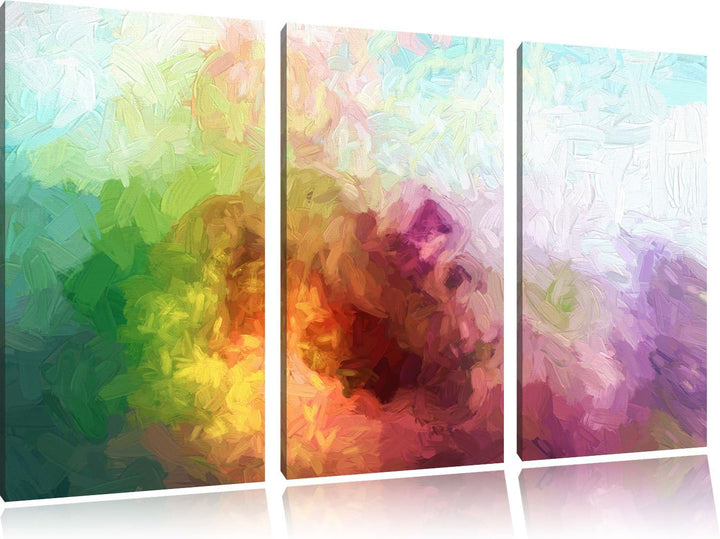 Pixxprint abstrakte Bunte Wasserfarben als Leinwandbild/Grösse: 3 Teilig (120x80) cm/Wandbild/Kunstd