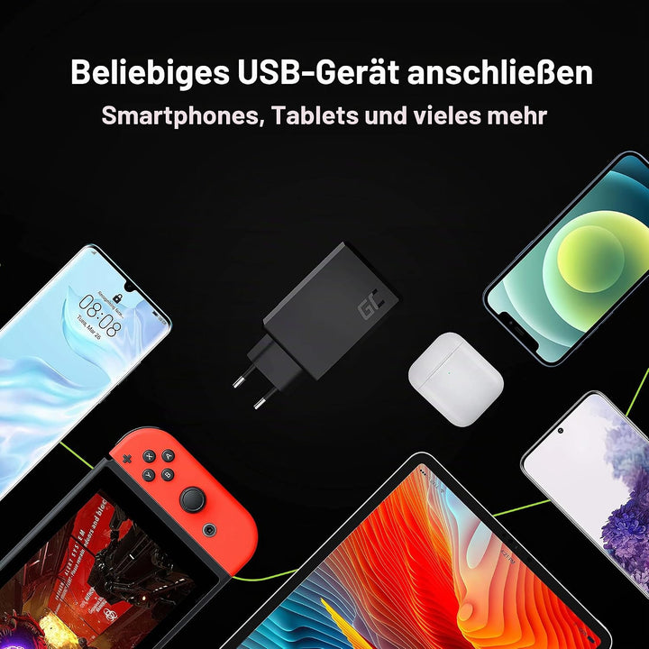 USB-A Ladegerät 30W 3 Port USB Green Cell Power Adapter mit Quick Charge 3.0 Handy Schnellladegerät