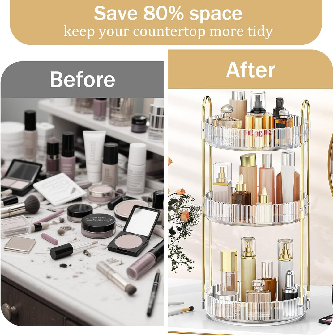MOKANI Make Up Kosmetik Organizer, 360° Dreh Schmink Organizer, 3 Ebenen, Multifunctional Makeup Ski