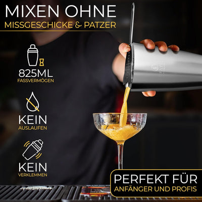EMPATION Cocktail Set [TESTSIEGER] 750ml Boston Cocktail Shaker - leicht zu öffnen & kein Verklemmen