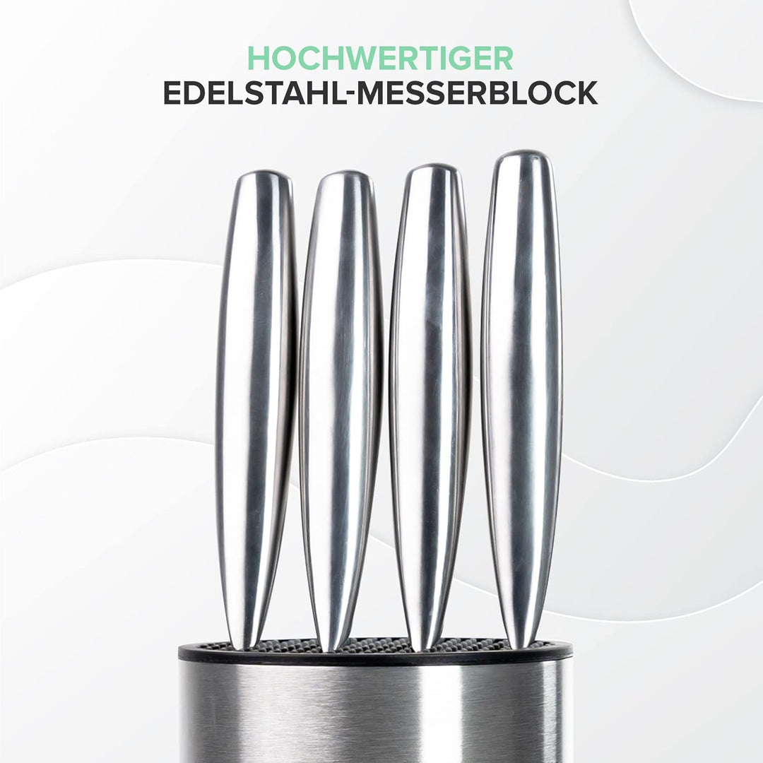 Coninx Edelstahl Messerblock ohne Messer - Moderner runder Messerblock mit flexiblen Lamellen - Univ