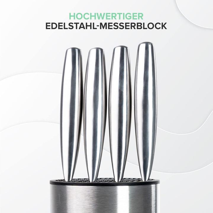 Coninx Edelstahl Messerblock ohne Messer - Moderner runder Messerblock mit flexiblen Lamellen - Univ