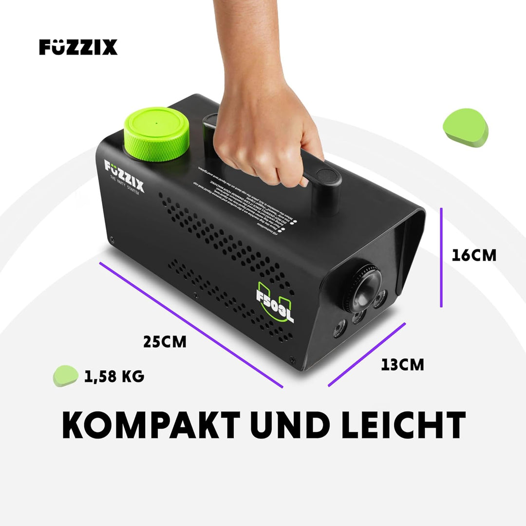 Fuzzix F503L Nebelmaschine mit LED Lichteffekt, 500 Watt mit Fernbedienung, Rauchmaschine, Smoke Mac