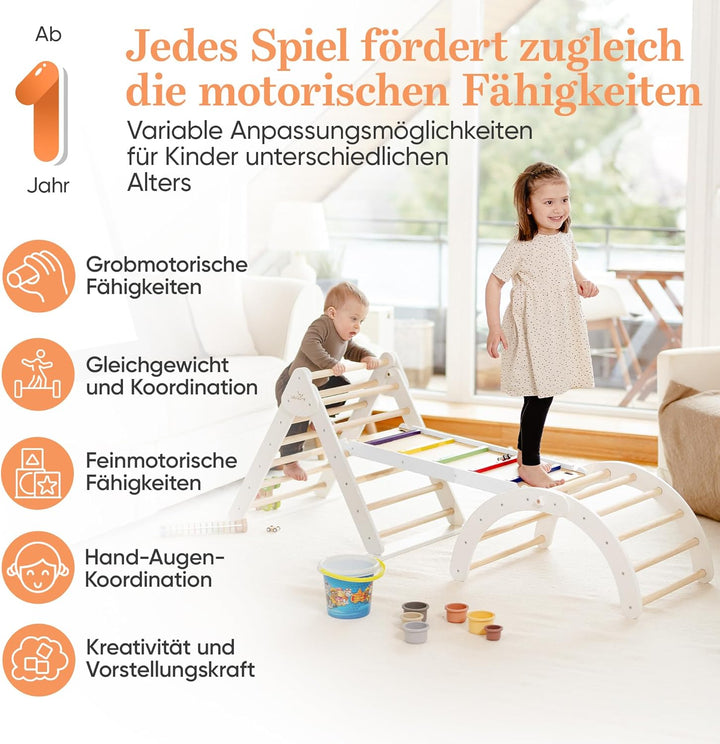 Lululearn® Kletterdreieck, Kletterbogen & Rampe [FALTBAR] ideal für Indoor & Garten - Klettergerüst