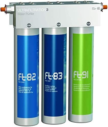 Puricom FT-LINE 3. Aktivkohle-Wasserfilter-System mit UF-Filtration mit Einweg Wasserhahn Oslo Chrom