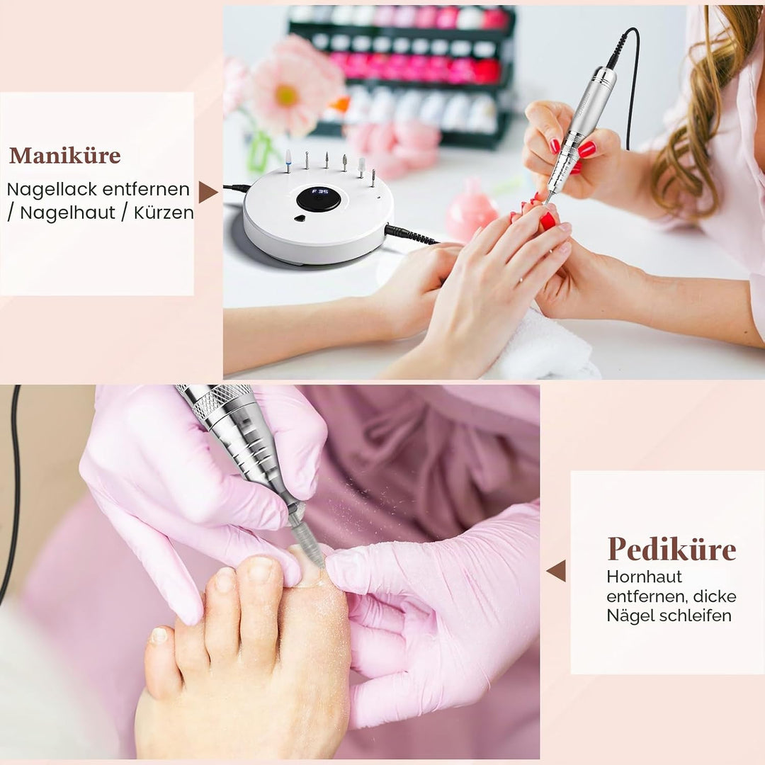Nagelfräser für Gelnägel 35000 U, Acrylnägel, Maniküre Pediküre set, Nagelfräser Professionelle mit