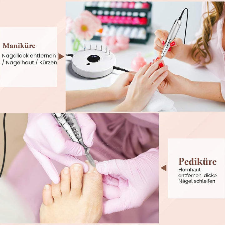 Nagelfräser für Gelnägel 35000 U, Acrylnägel, Maniküre Pediküre set, Nagelfräser Professionelle mit