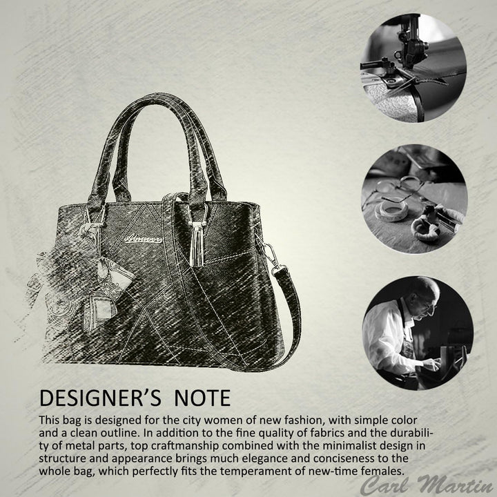 NICOLE&DORIS Modische Damen Handtasche aus Kunstleder Schwarz, Schwarz