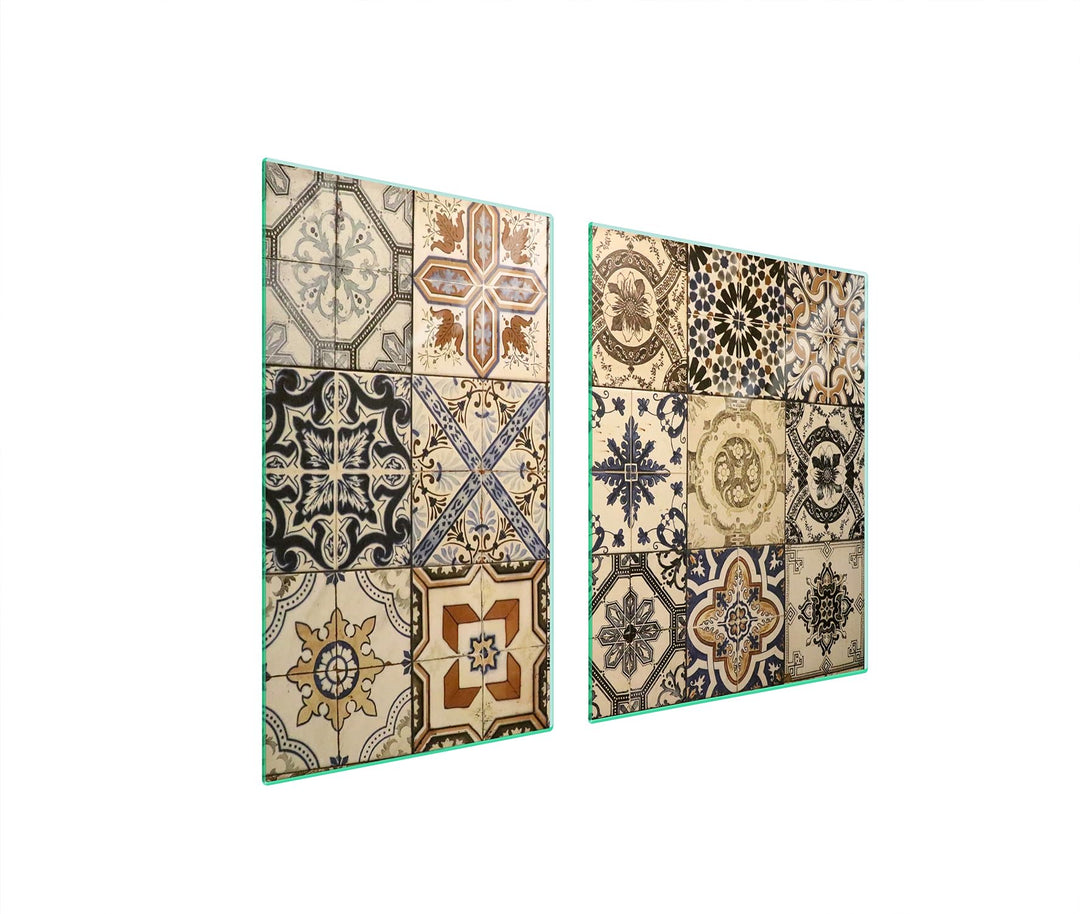 TMK ArtDeko Herdabdeckplatte 2 Teilig 40x52 + 60x52 cm - Spritzschutz Herdabdeckung – Herdschutz aus