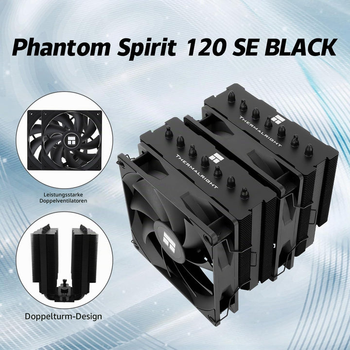 TR Phantom Spirit 120 SE Black CPU, CPU-Kühler mit 7 Heatpipes, zwei 120 mm PWM Lüfter, AGHP 4.0, fü