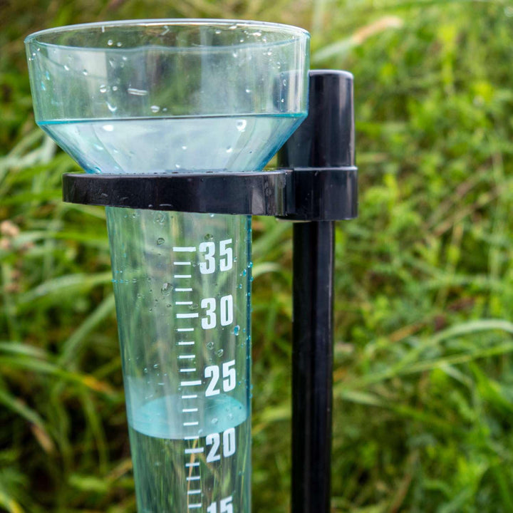 Regenmesser Niederschlagsmesser Transparent mit Halter 35 mm/m² - 24.5 x 8.4 cm - Regenmessgerät für