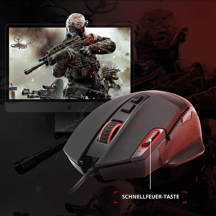 Redragon M619 RGB Gaming Maus Kabelgebunden Optisch 12800 DPI | 8 Programmierbare Tasten Ergonomisch