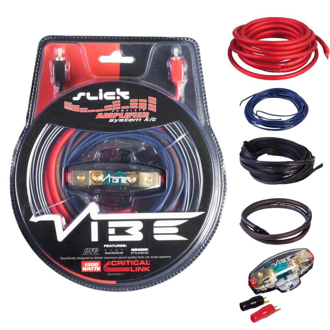 VIBE Audio Slick Verstärker-Verkabelungssatz 8 AWG, VSAWK8-V1 Einzelbett, Einzelbett