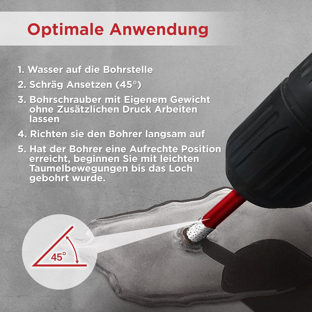 Fliesenbohrer Set 3tlg. 6, 8, 10 mm, M14 Premium – Diamantbohrer für harte Fliesen und Feinsteinzeug