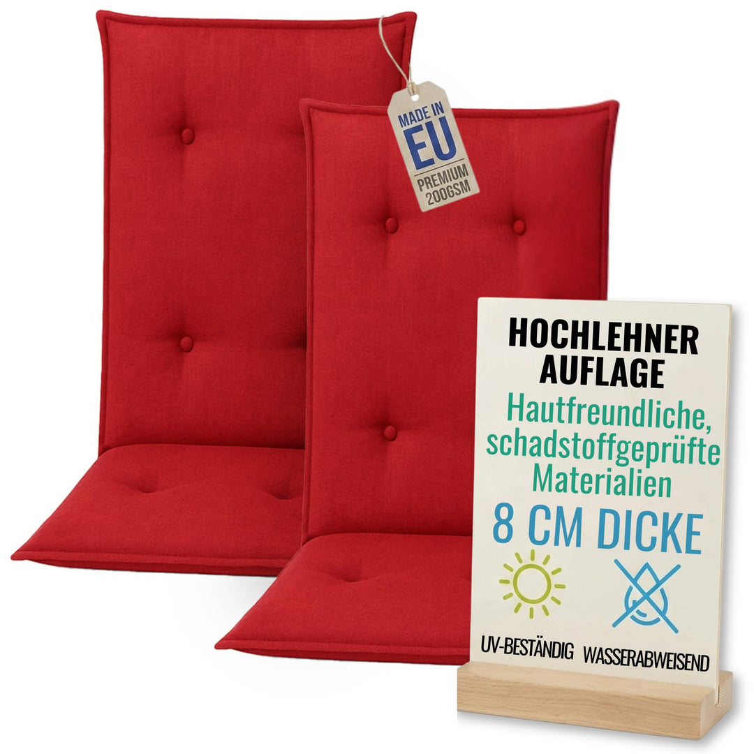Hochlehner Auflagen 2er Set 120x50x8cm, Wasserabweisend &amp; UV-fest | Premium-Material 200gsm, Extra d