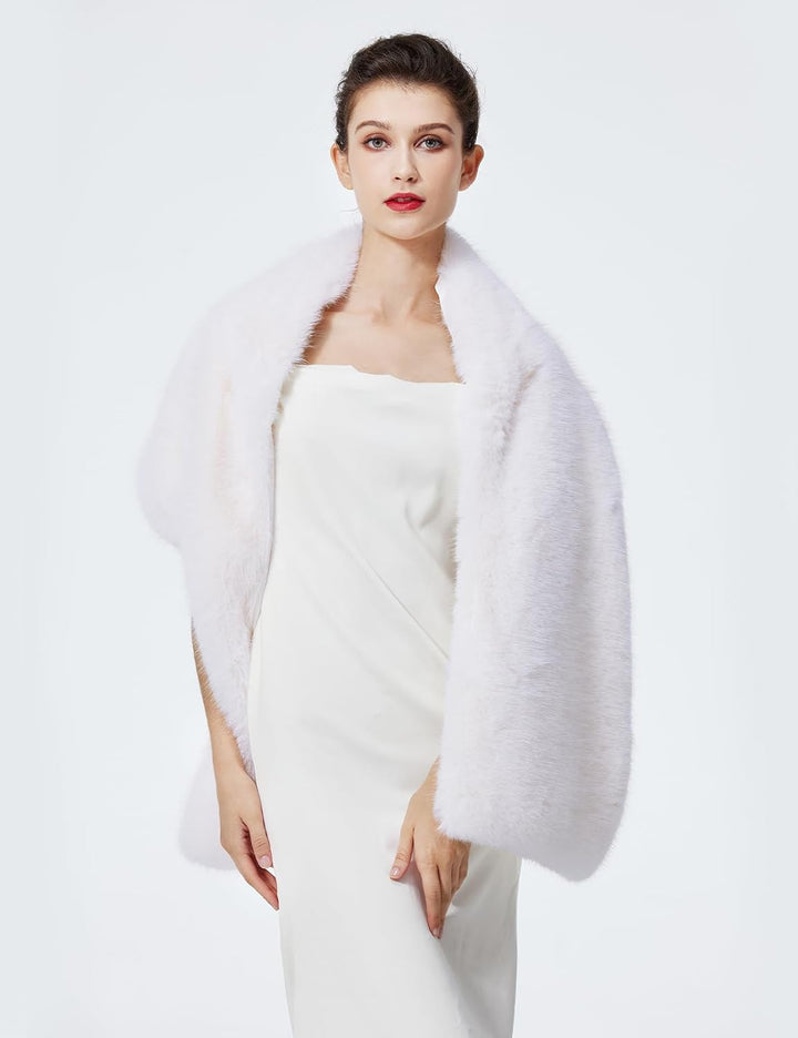 BEAUTELICATE Damen Kunstpelz Stola Schal Warp Brautjacke Kunstfell Brautschal Brautstola für Braut A