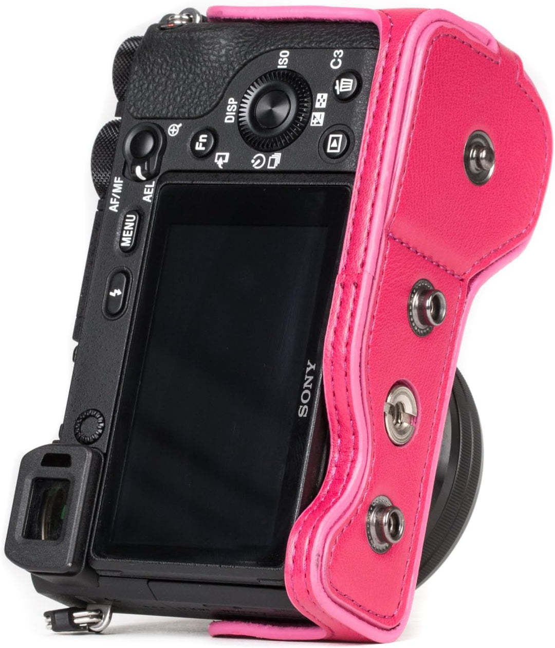 MegaGear Sony Alpha A6500 (16-50 mm) Ever Ready Leder Kamera-Case mit Trageriemen und Batteriezugang